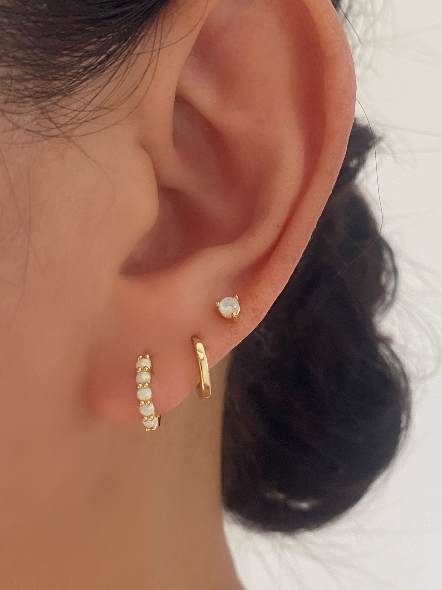 Dainty Opal Hoop Earring Set GOLD