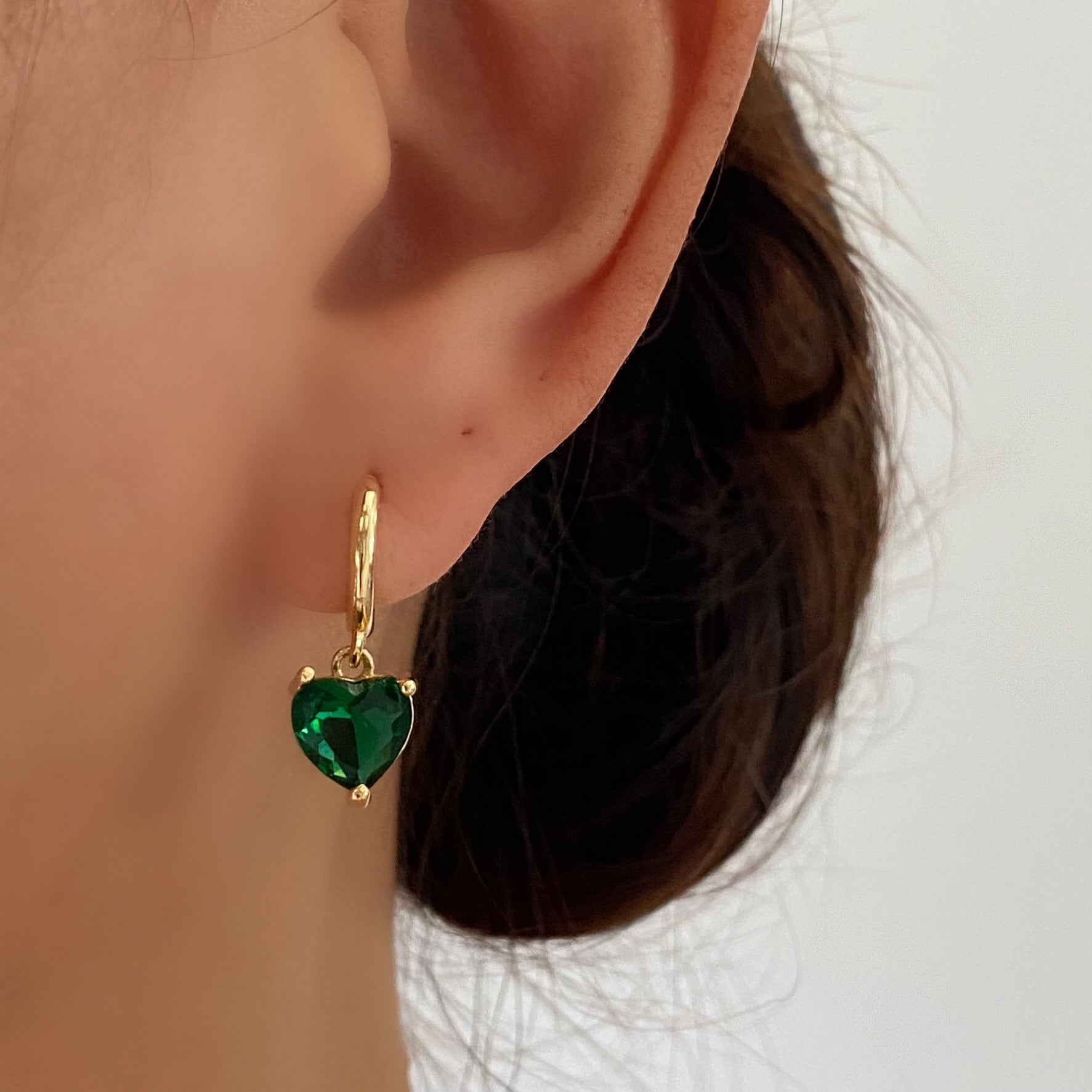 Love Heart Dangle Earring Green