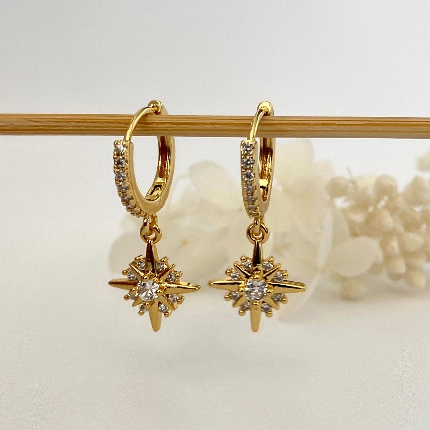 North Star Gold Dangle Earrings