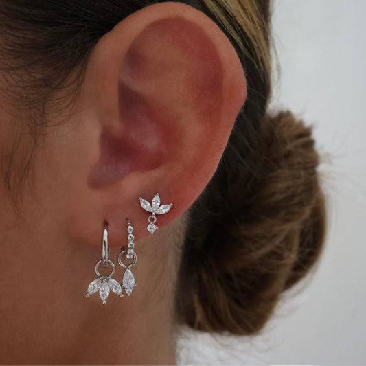 Hannah Dangle Marquise SILVER Earrings Stacks