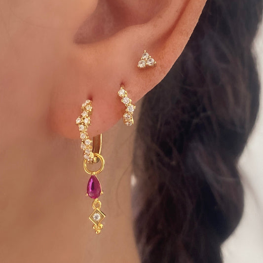 Pink Teardrop Dangle Earrings GOLD 3 pairs Set