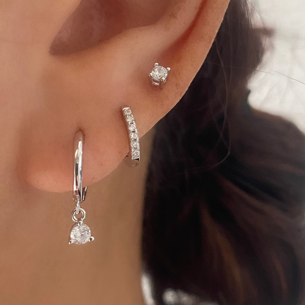 Cool Earing Stack Julie Silver Dangle Earring Stack 3 Pair Set – ANETT