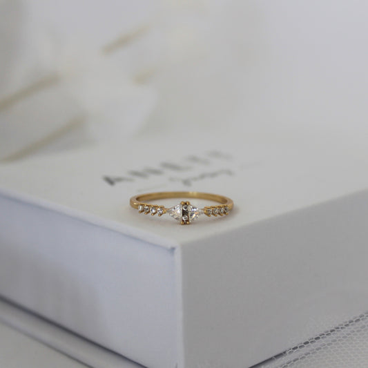 Dainty Cubic Zirconia Stacking Gold Ring J