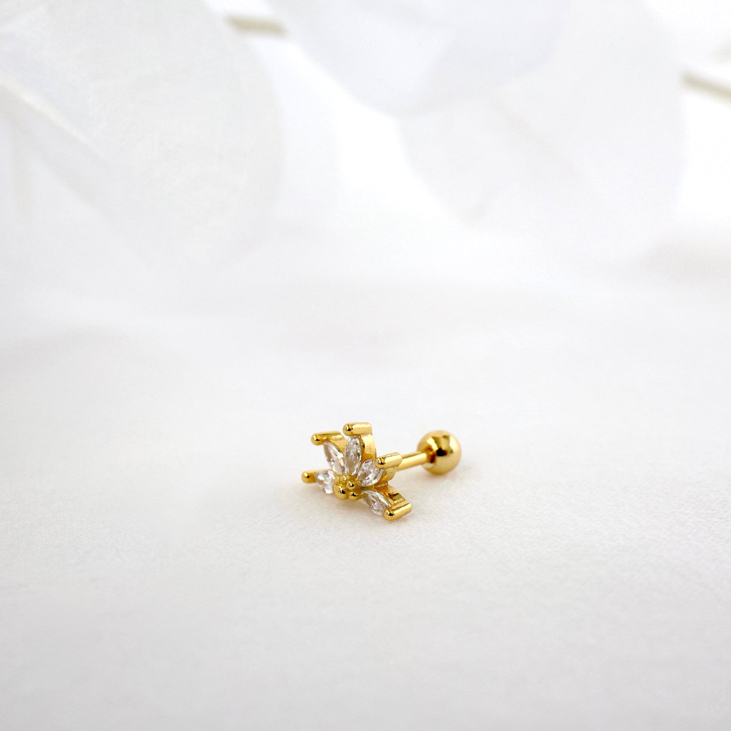 Lotus Ball Screw back Helix Stud Earring- 1 piece