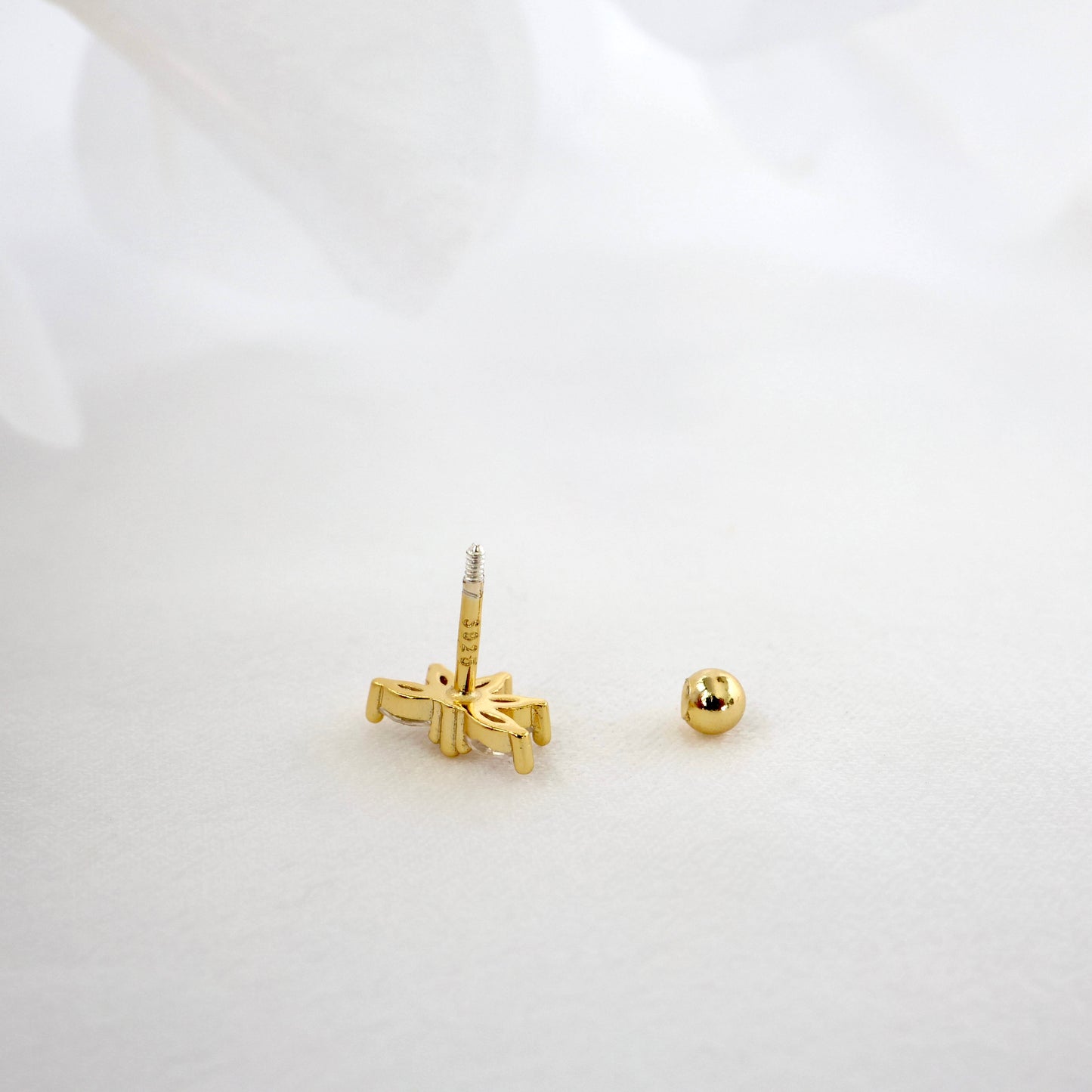 Lotus Ball Screw back Helix Stud Earring- 1 piece