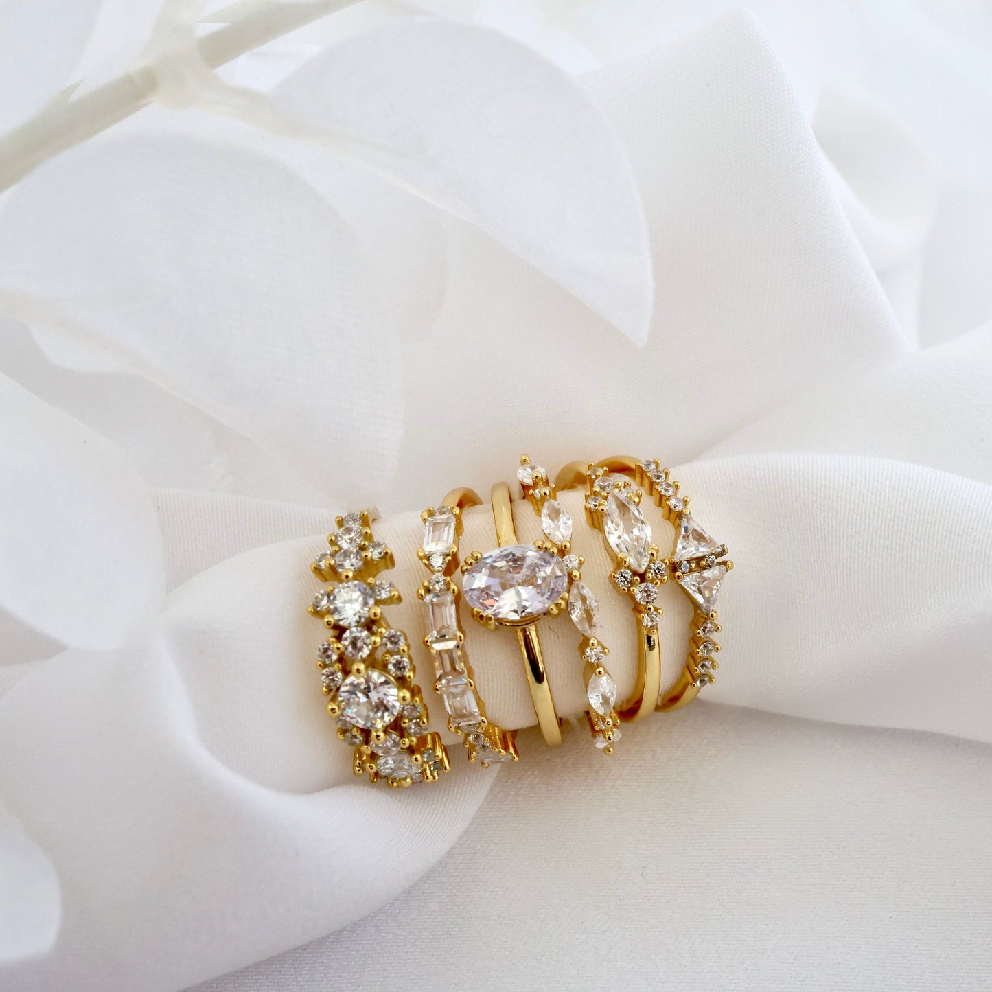 Dainty Diamond Stacking Gold Rings