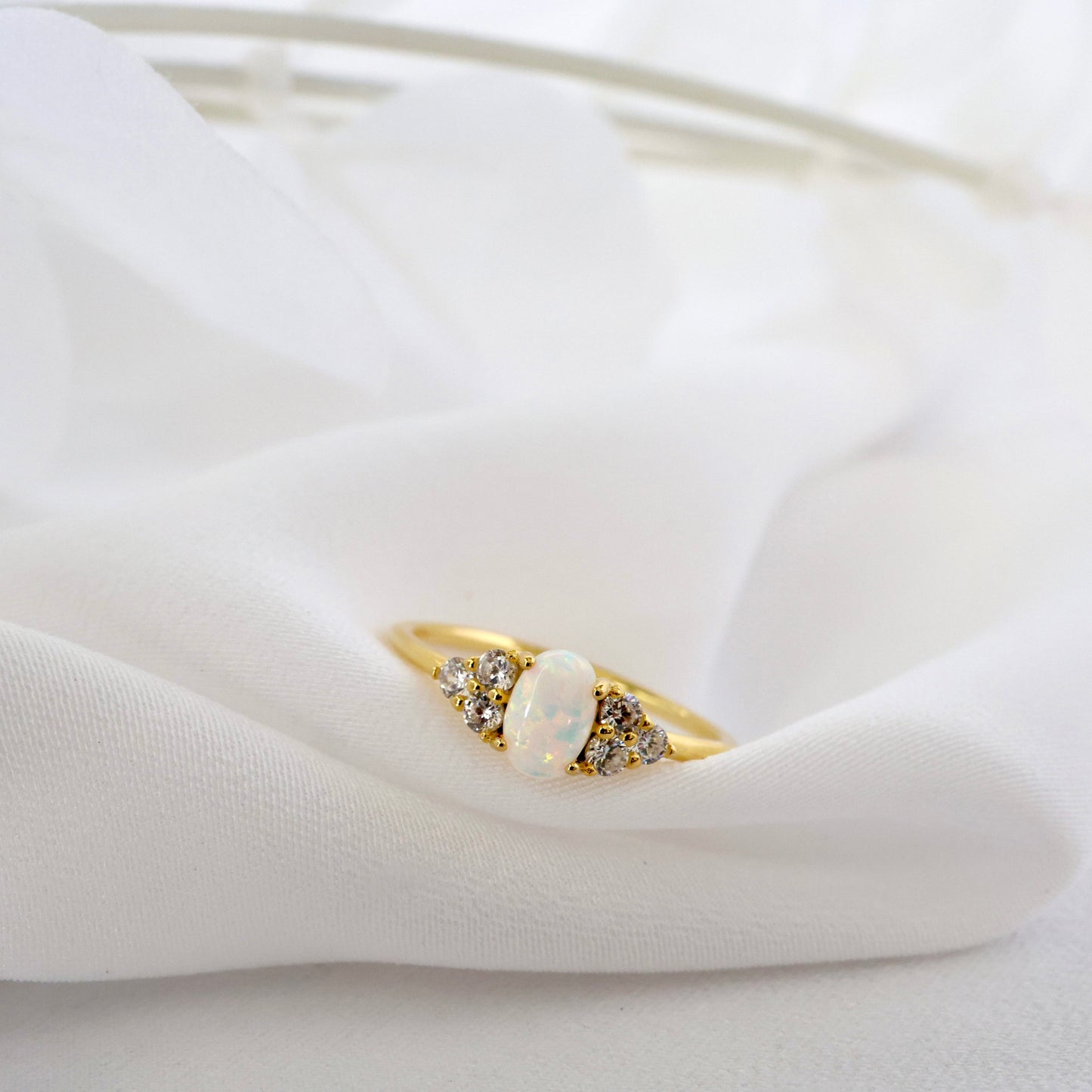 Dainty Opal Stacking Gold Ring