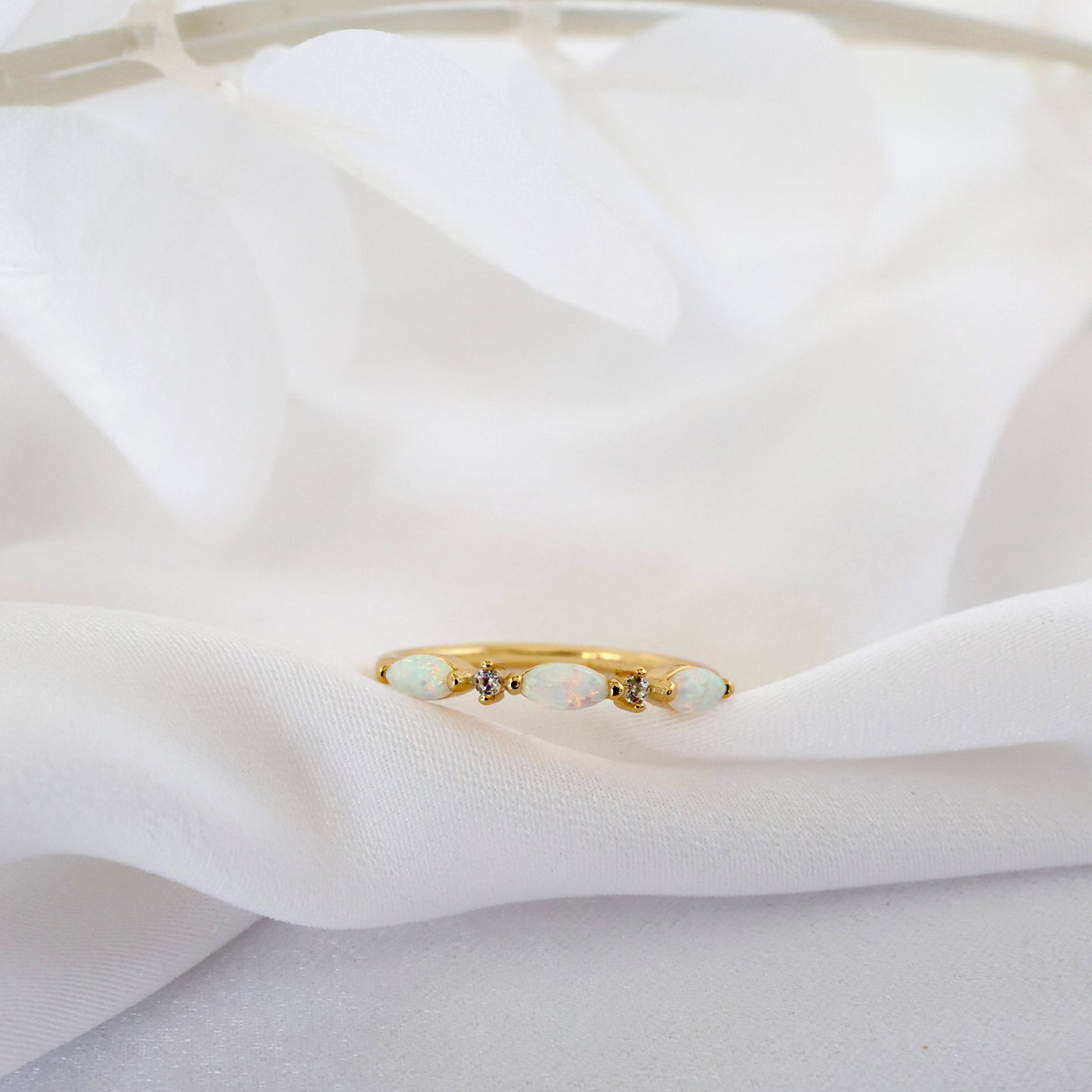 Dainty Opal Stacking Gold Ring A, F, G