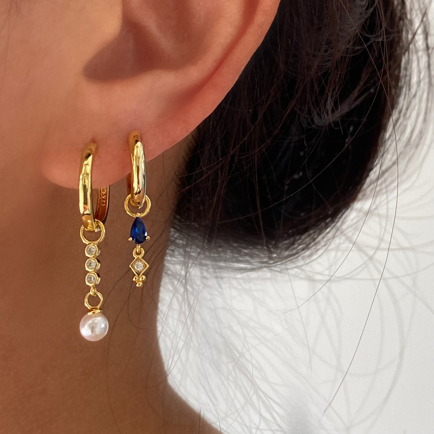 Sapphire Cubic Drop Earrings with 925 Sterling Silver, Blue earrings