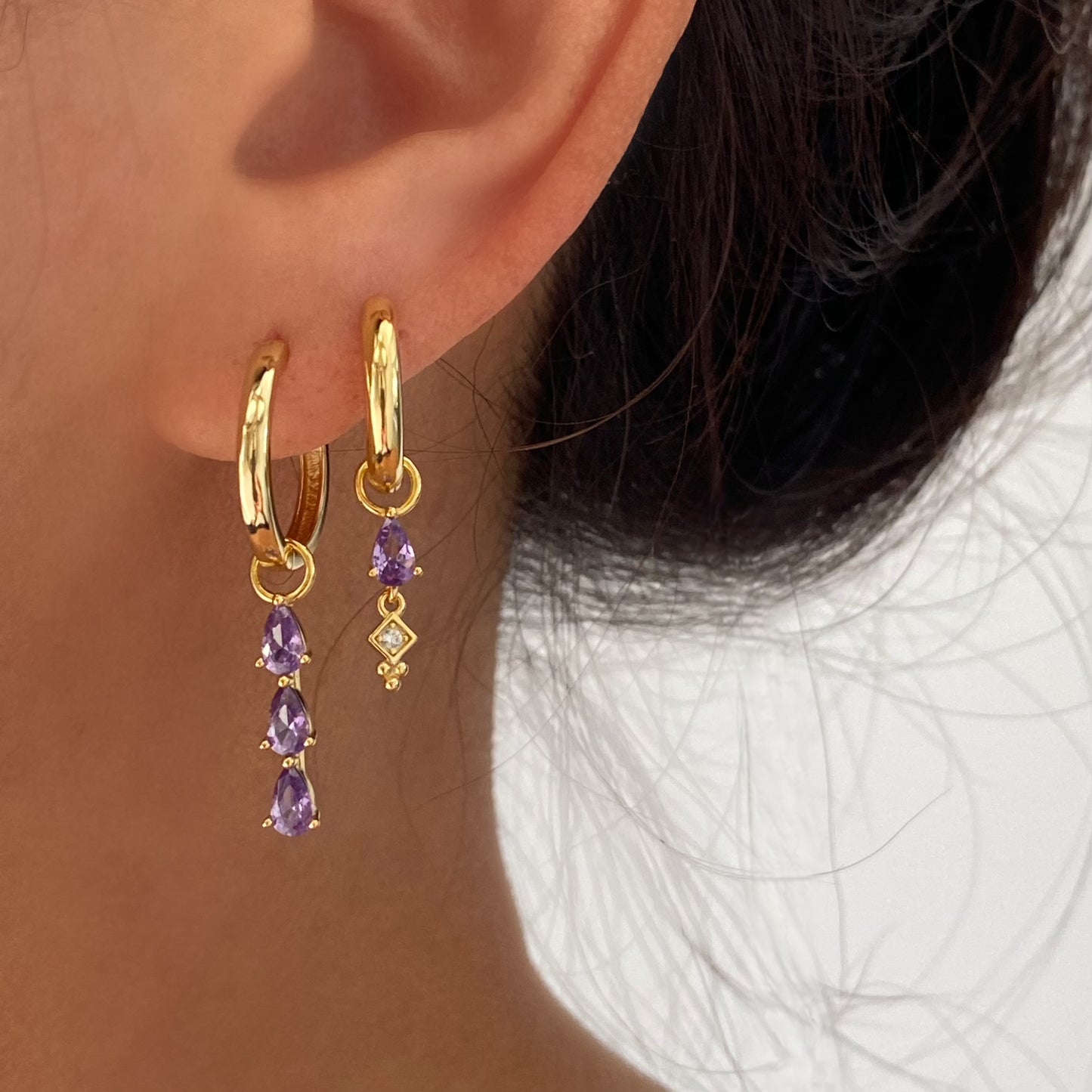 Purple Dangle Earrings, 925 Sterling Silver, Purple charm
