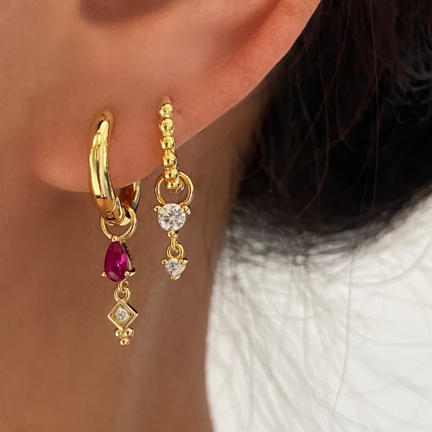 Pink Dangle Earrings, 925 Sterling Silver, Pink charm earrings