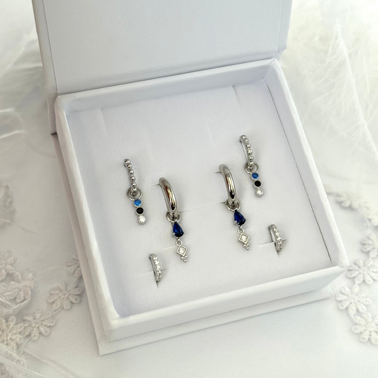 Blue Teardrop Dangle Earring Gift Set