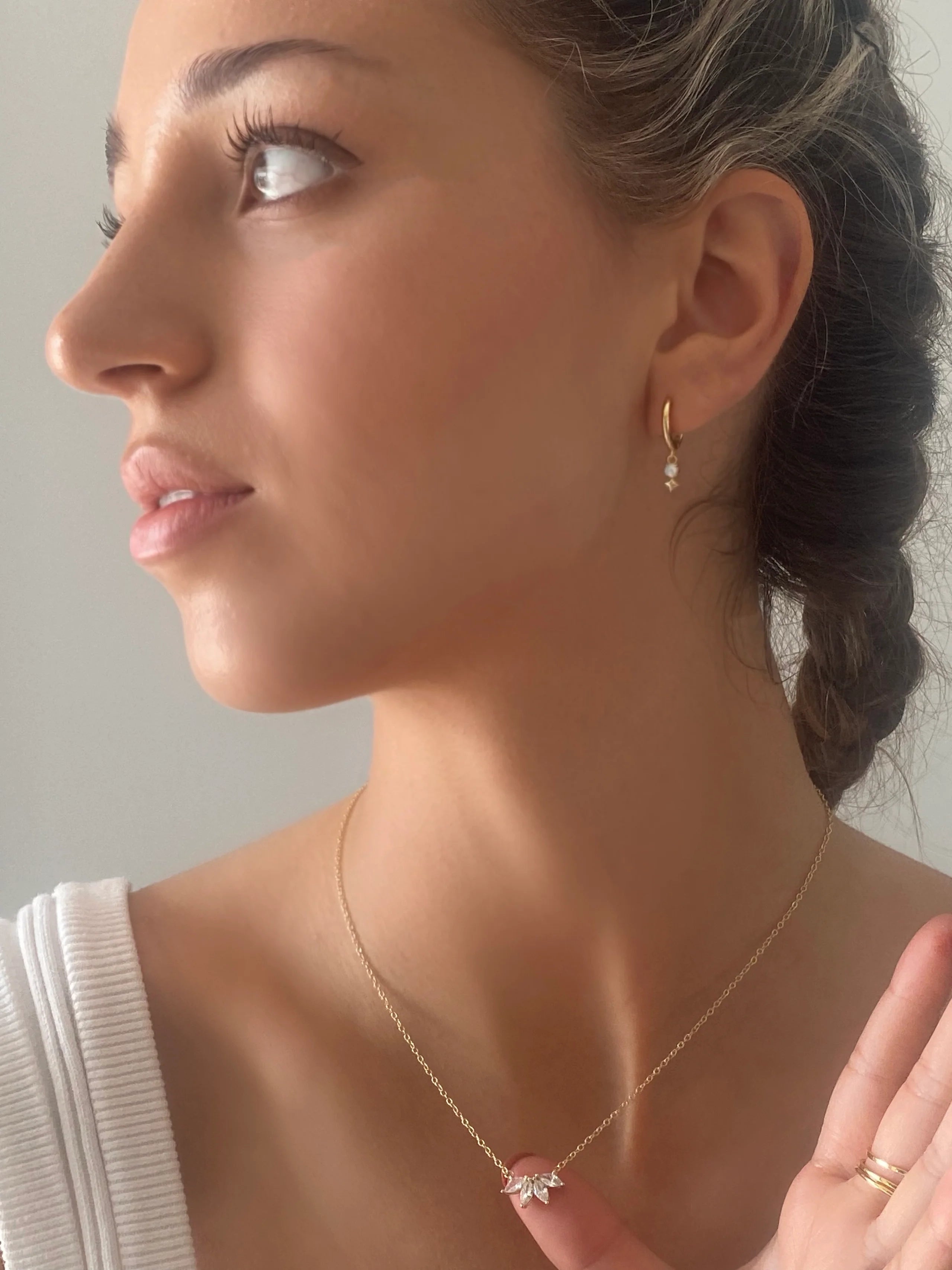 Marquise Star Pendant Gold Dainty Necklace Sterling Silver
