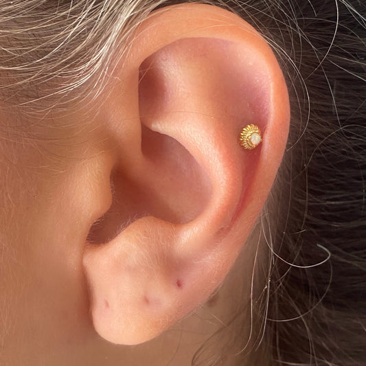 16G Tiny Opal Gold Helix Stud Earring 1 piece