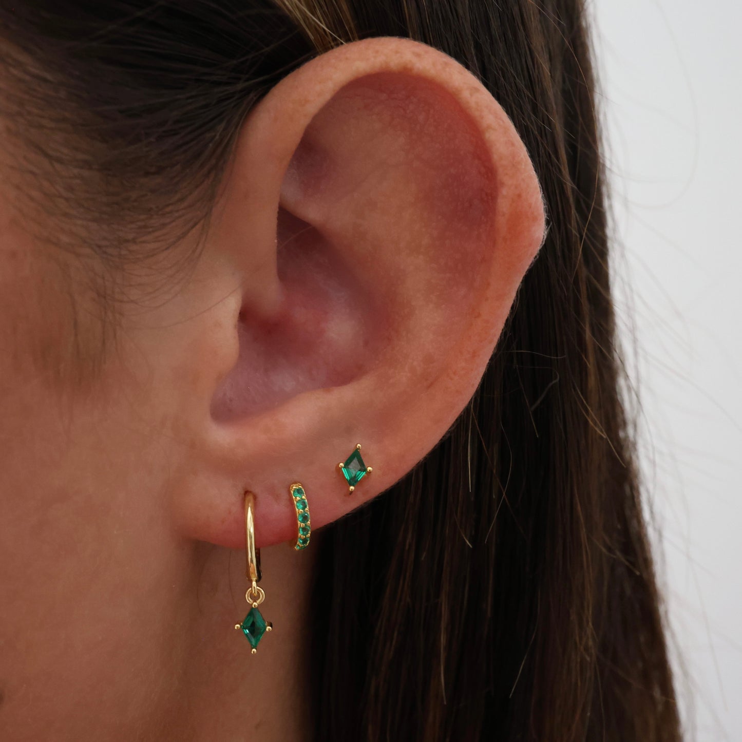 Mia Green Huggie Earring Set