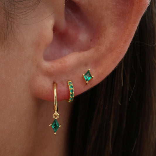 Mia Green Huggie Earring Set