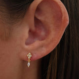 Delicate dangle stud earrings with a sparkling cubic zirconia drop