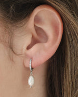 Elsa Fresh Pearl Drop Earrings - Silver