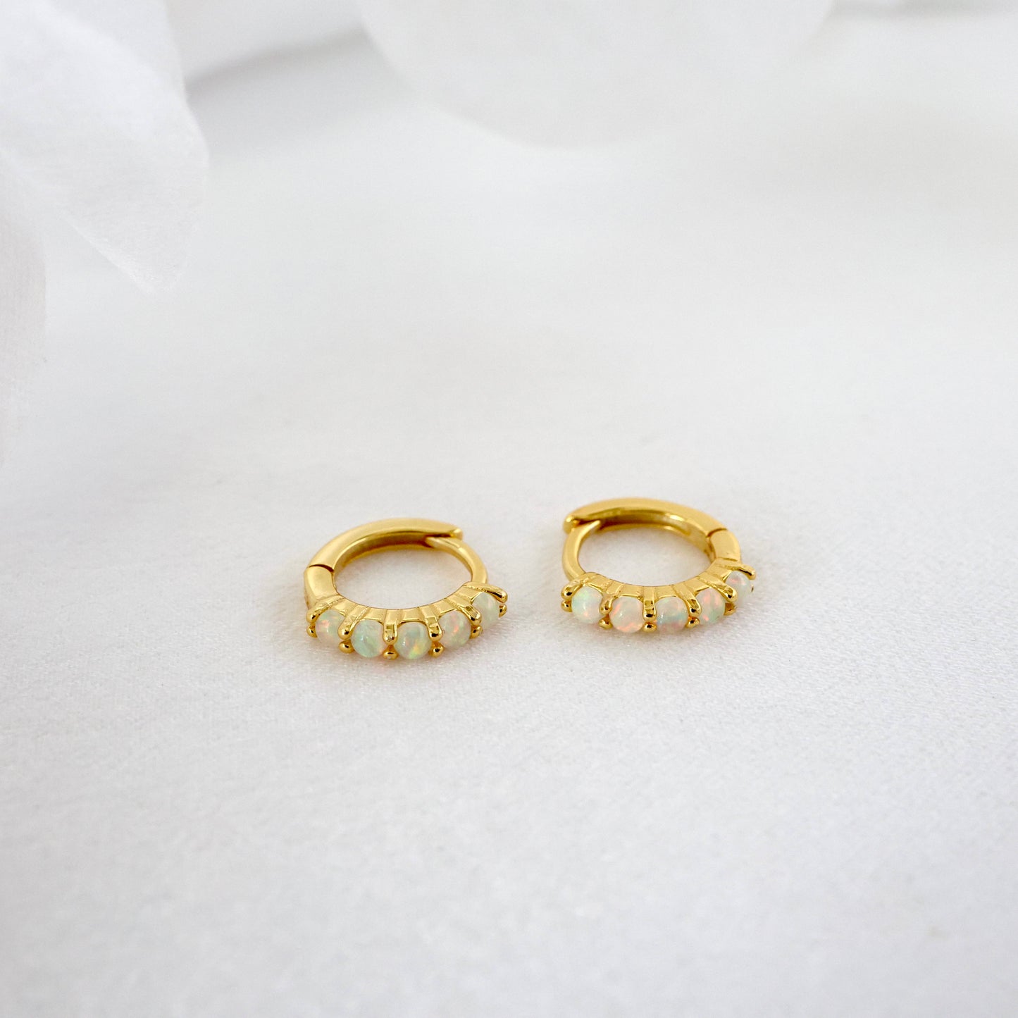 Dainty Opal Hoop Earring Set GOLD