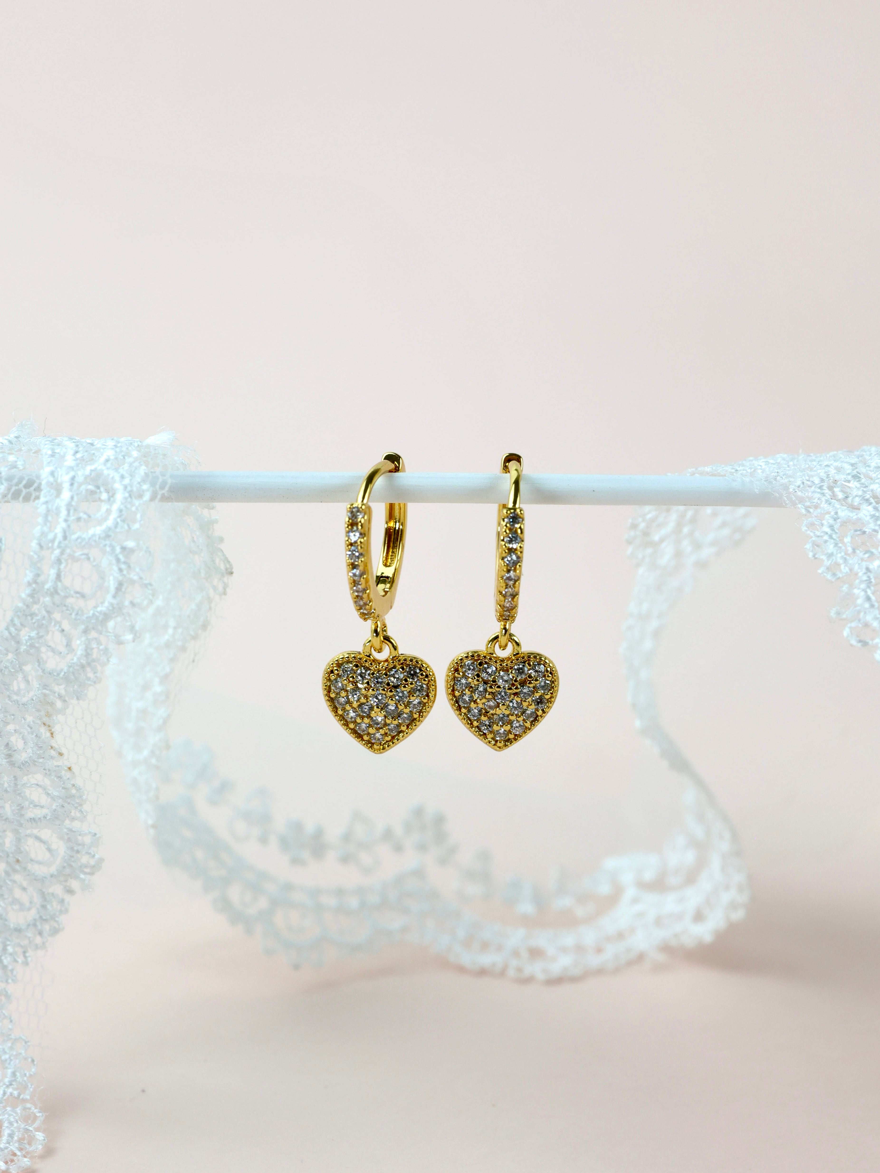 Dazzling Heart Dangle Earrings