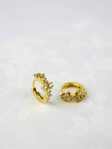 Flower Crown Huggie Hoop Earrings GOLD