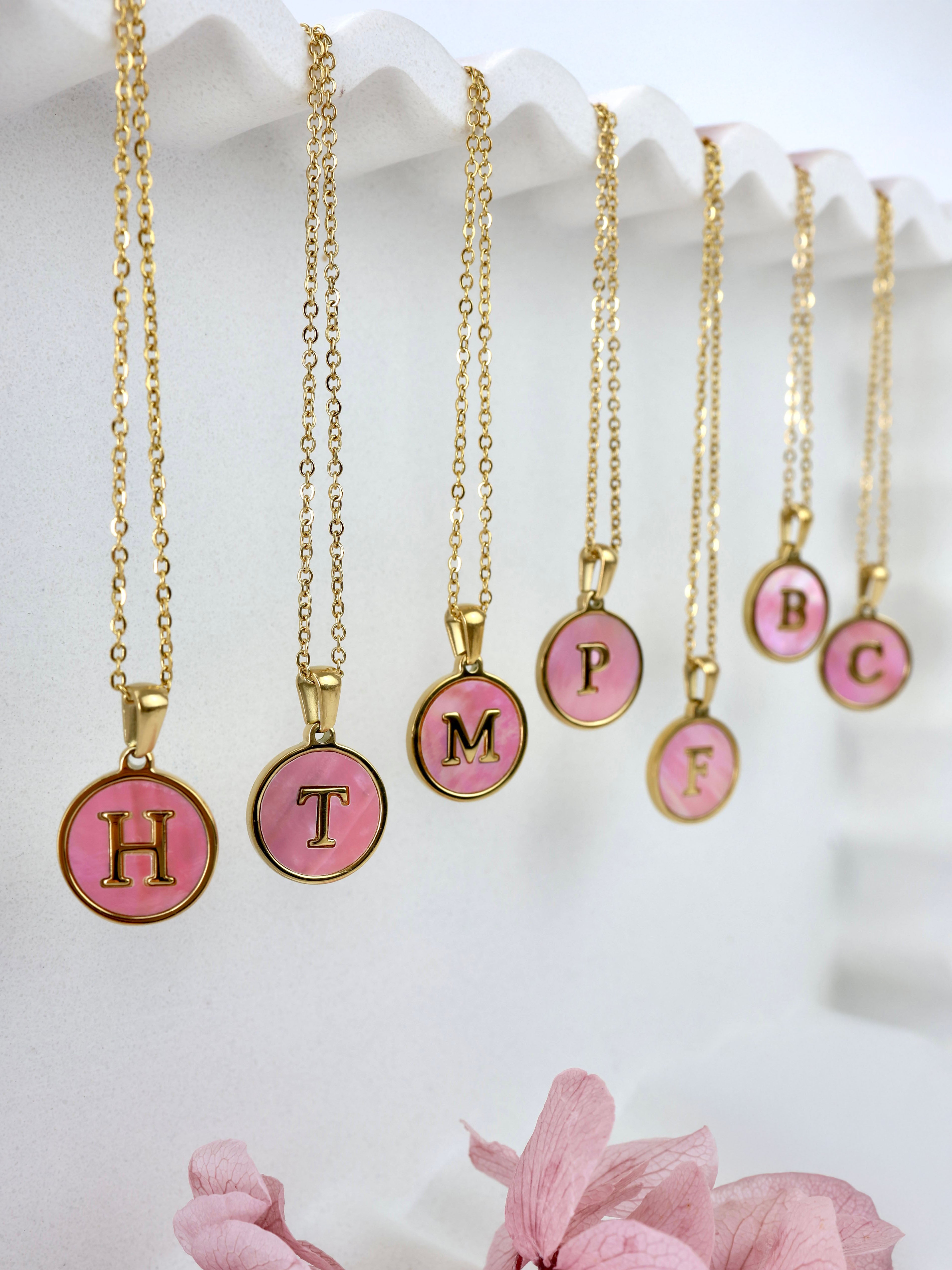 Peony Stainless Steel Initial A-Z Letter Custom Necklace