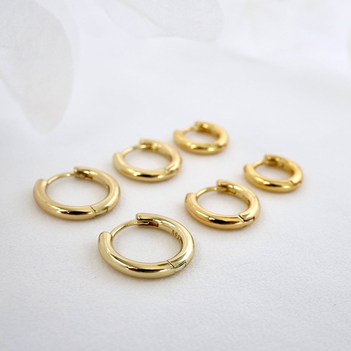 Basic Sterling Silver GOLD Hoops 8mm 10mm 12mm