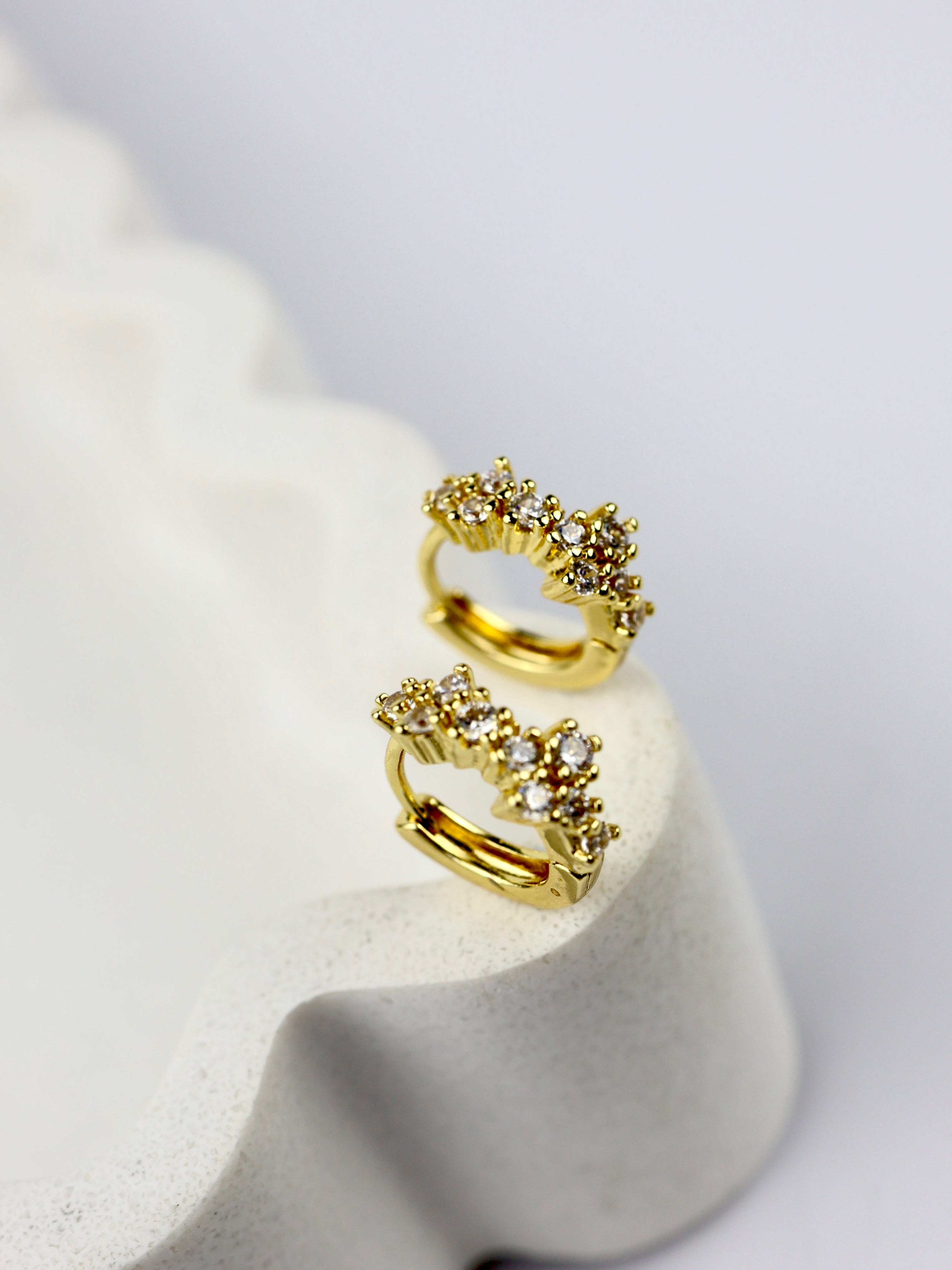 Flower Crown Huggie Hoop Earrings GOLD