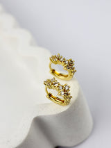 Flower Crown Huggie Hoop Earrings GOLD