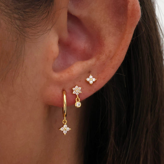 Small 4 Clover Dangle Earring Set GOLD