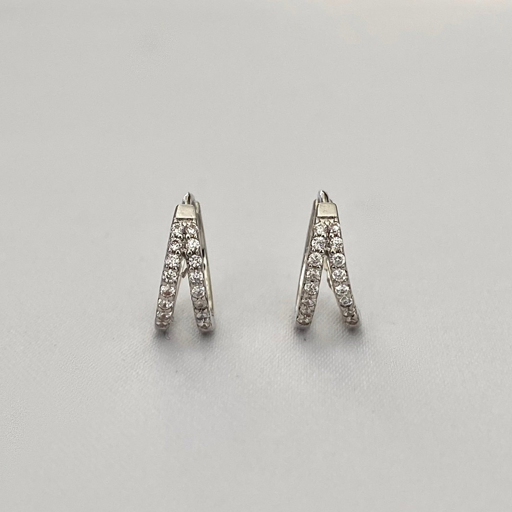 Dainty Minimalist Silver Double Hoops