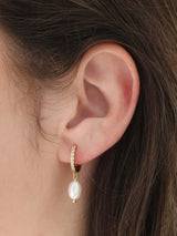 Elsa Fresh Pearl Drop Earrings - Gold