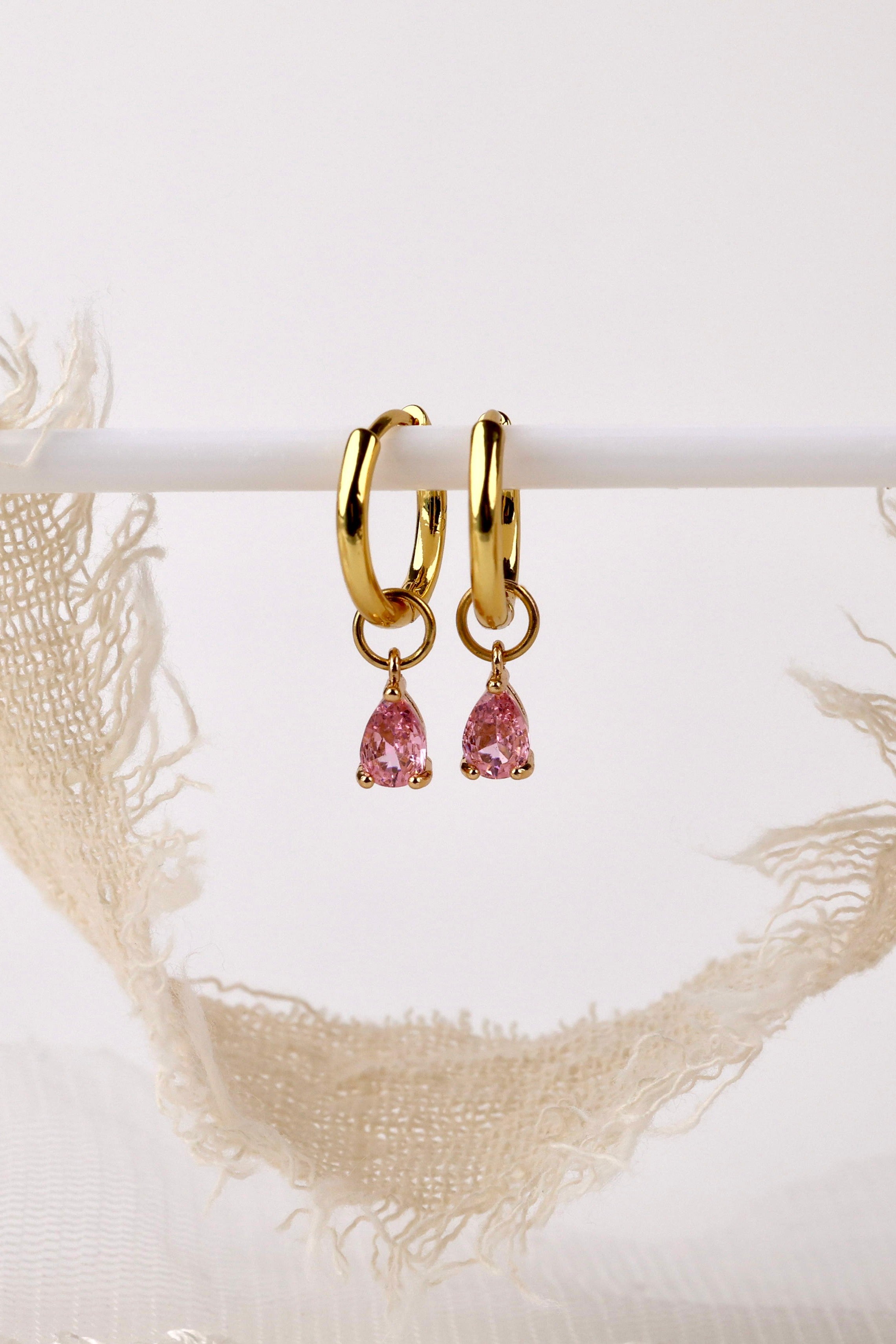 Medland Teardrop CZ Dangle Earrings Pink