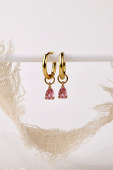 Medland Teardrop CZ Dangle Earrings Pink