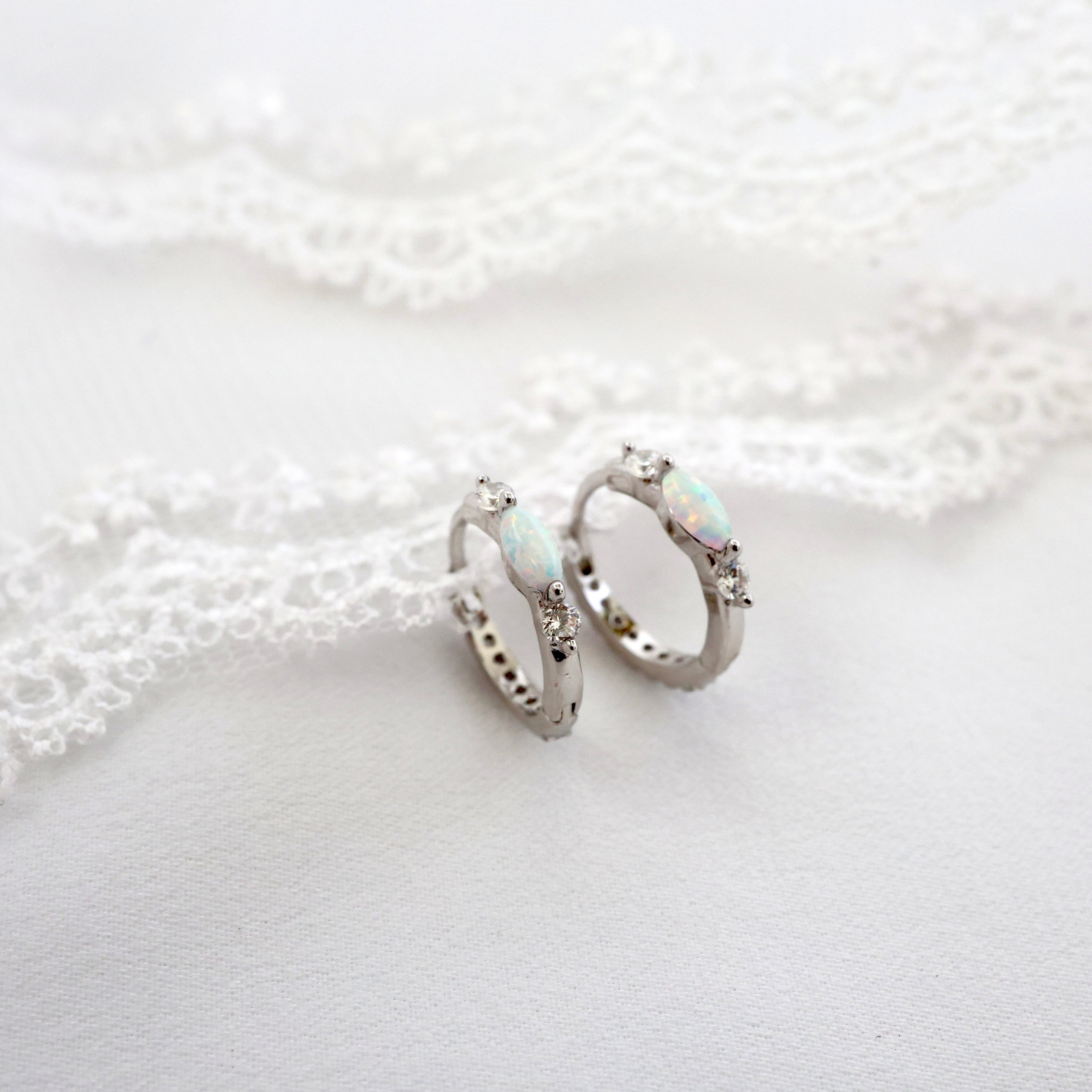 Opal Hoop Earrings SILVER