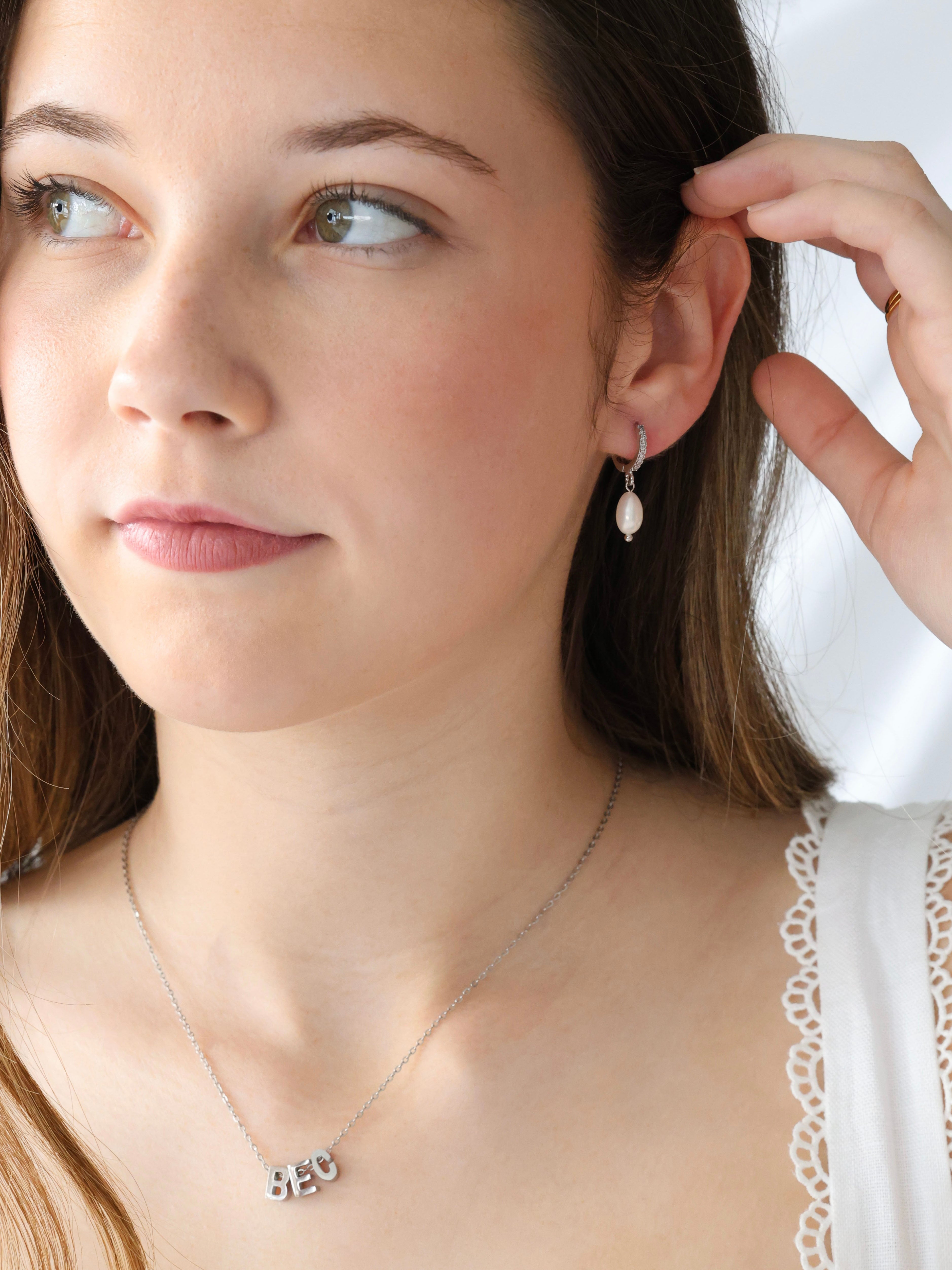 Elsa Fresh Pearl Drop Earrings - Silver