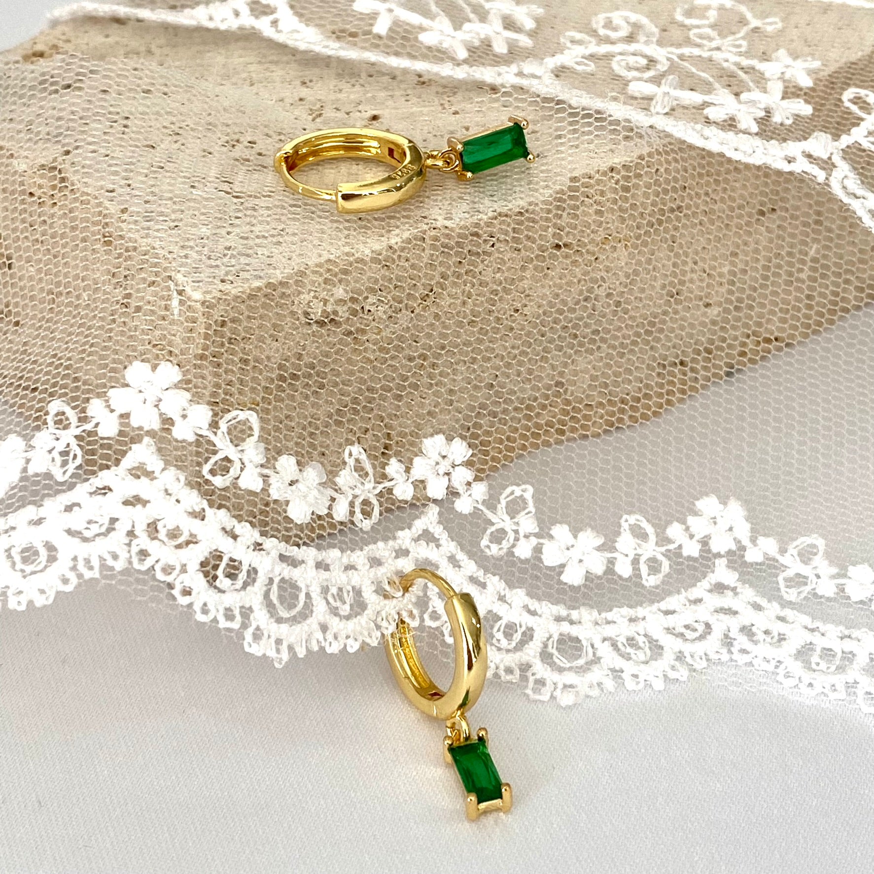 Skinny Baguette 3mm Plain Dangle  Earrings