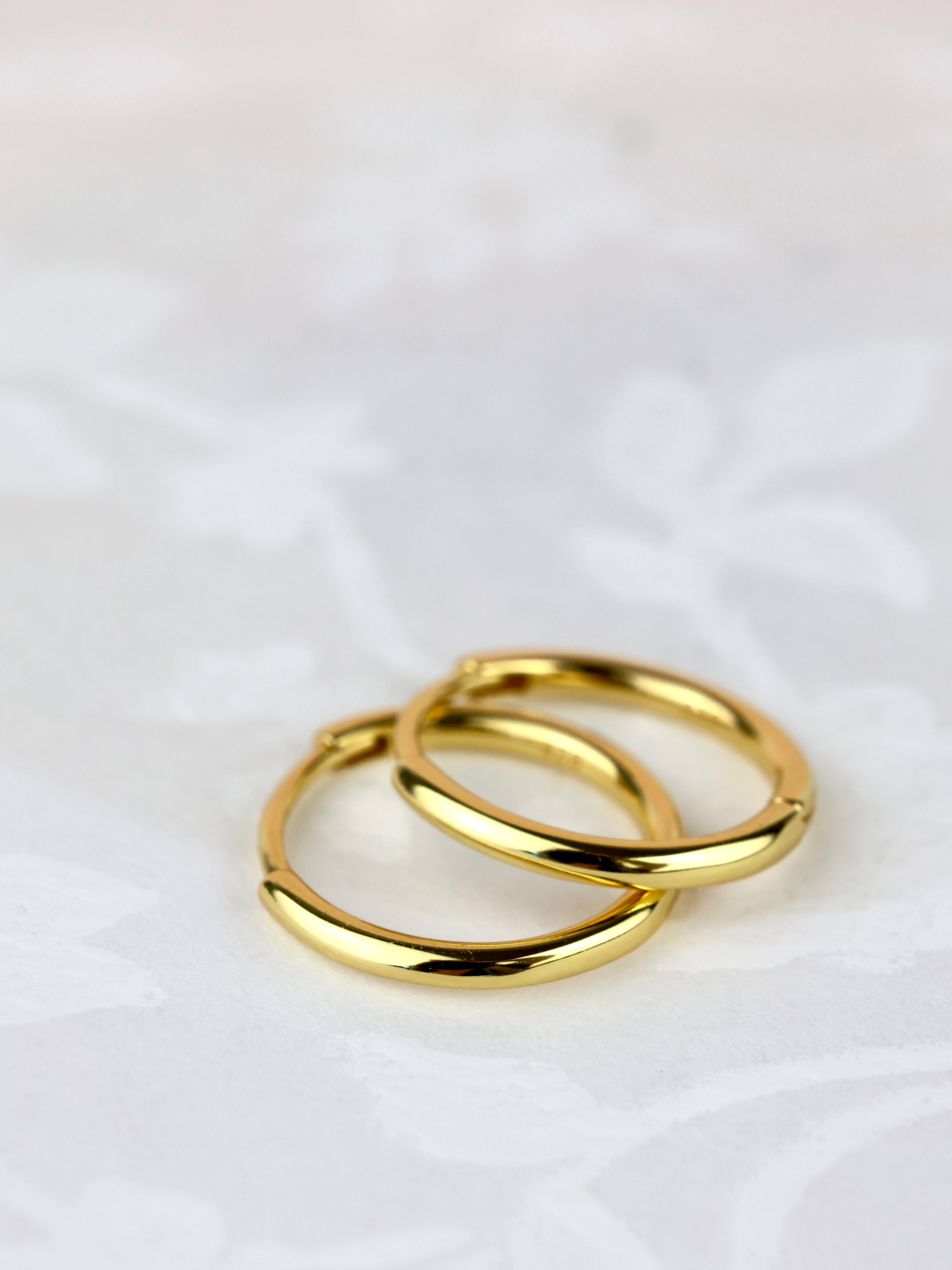 Isla Basic Gold Hoop Earrings 10mm 12mm 14mm- Sterling Silver