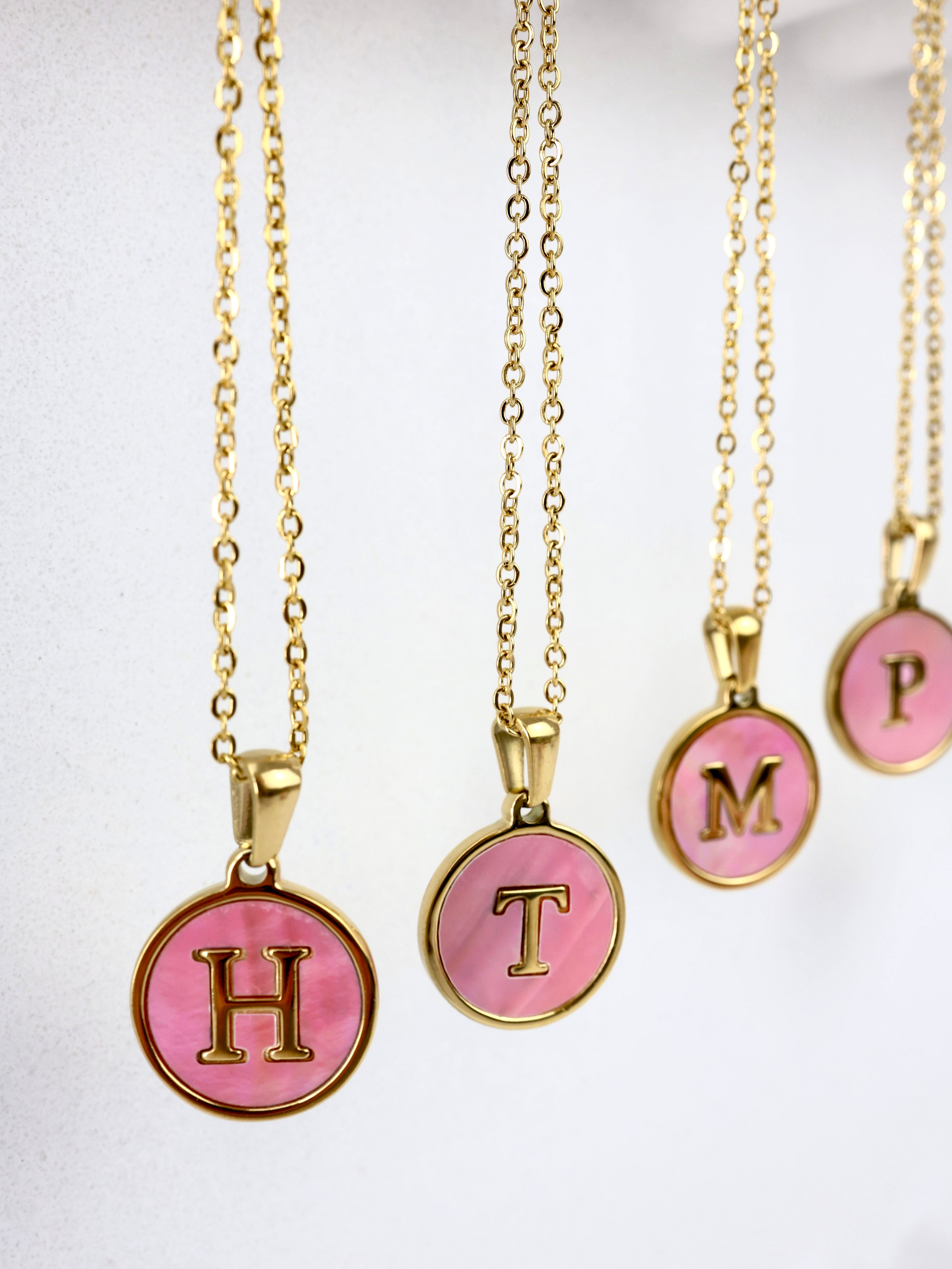 Peony Stainless Steel Initial A-Z Letter Custom Necklace