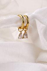 Medland Teardrop CZ Dangle Earrings Clear White