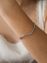 Selene Wave Silver Bangle - Stainless Steel