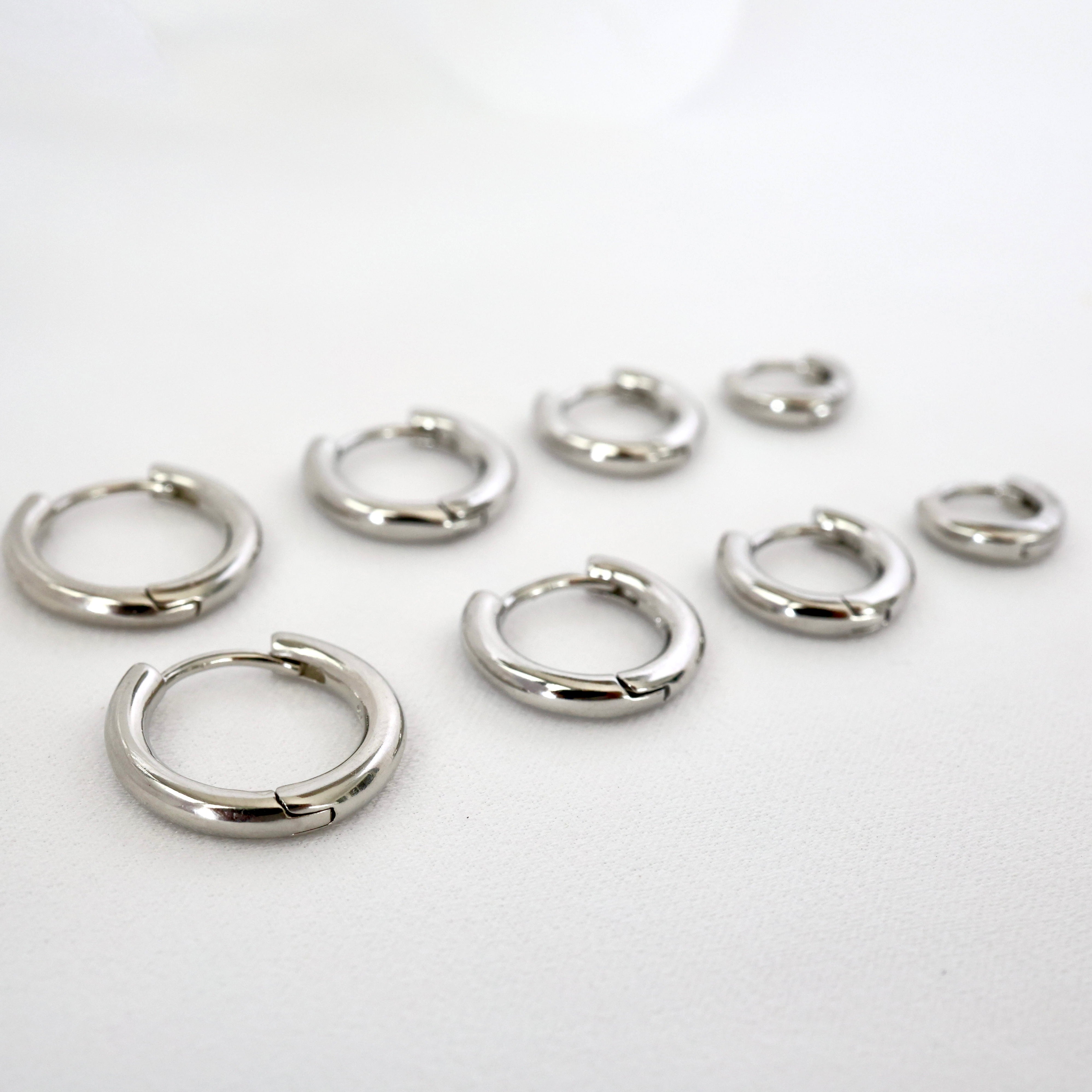 Basic Sterling Silver Hoop 8mm 10mm 12mm Earrings