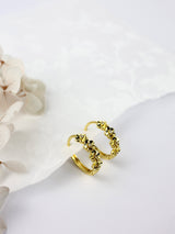 Double Primrose Flower Hoop Stacking Earrings- Gold A. Primrose Medium
