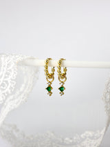 Green Teardrop Dangle Earrings Stack Set, 925 Sterling Silver