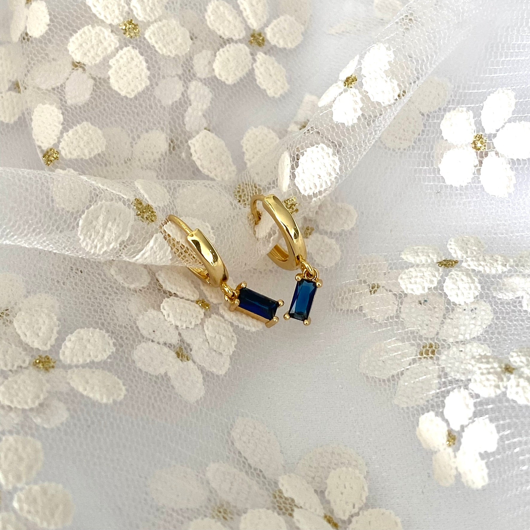 Skinny Baguette 3mm Plain Dangle  Earrings