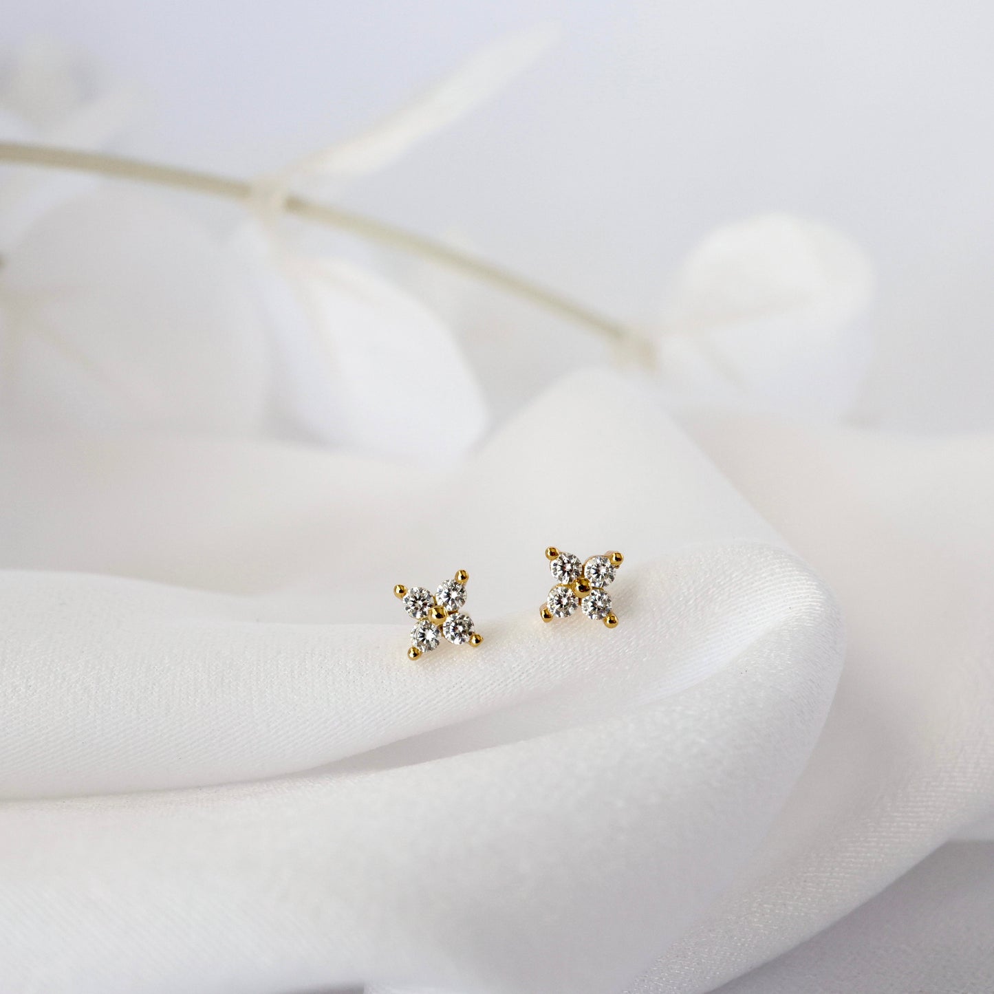 4 Clover Dangle Earring Set GOLD