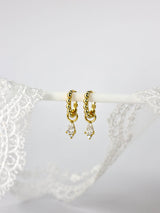 Pink 3 Teardrop Dangle Gold earring Stacks
