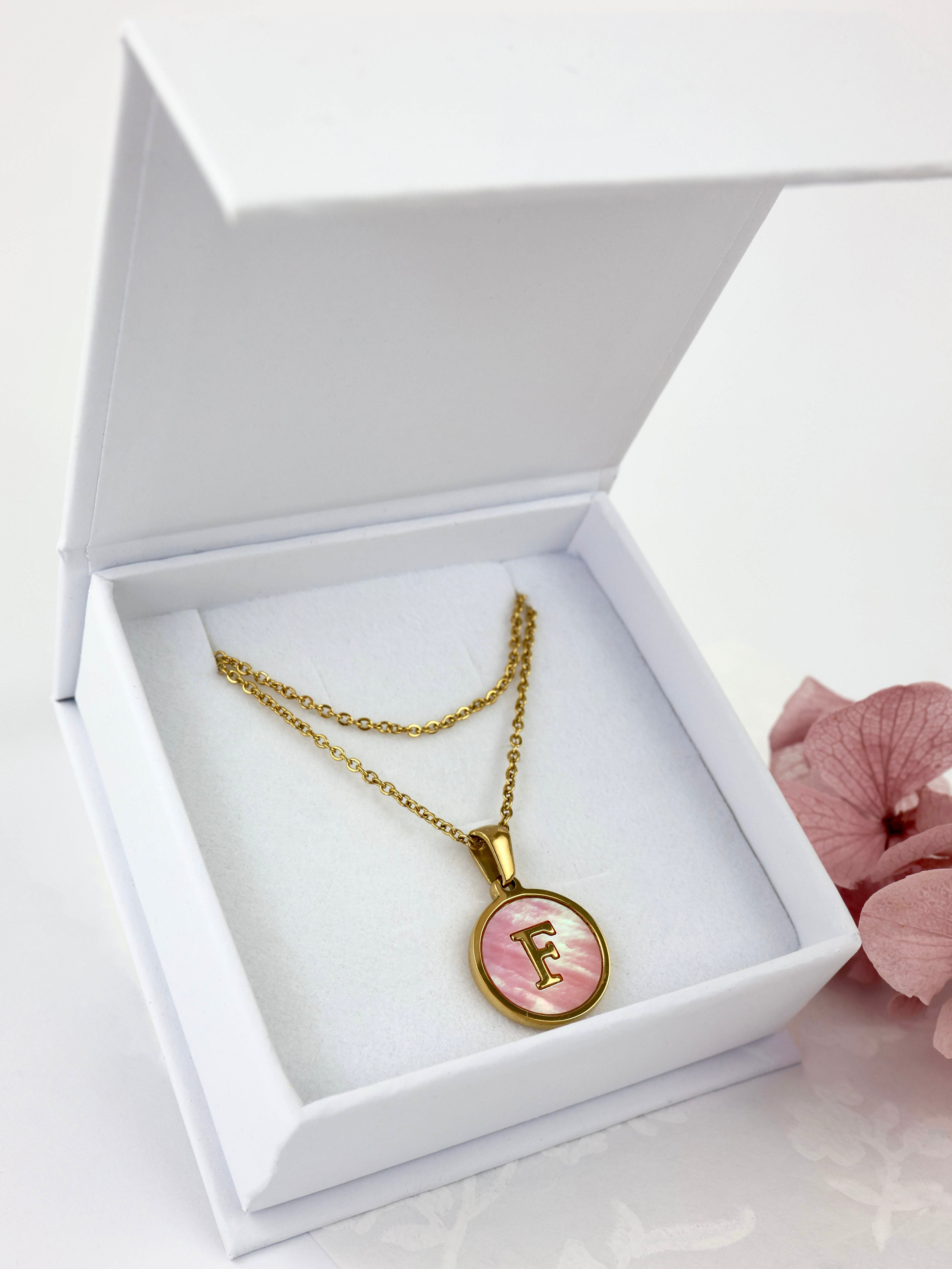Peony Stainless Steel Initial A-Z Letter Custom Necklace Yes Please