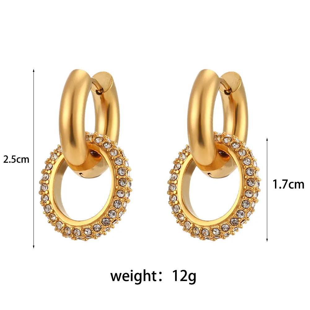 Double Ring Gold Hoop Earrings 14k Hypoallergenic