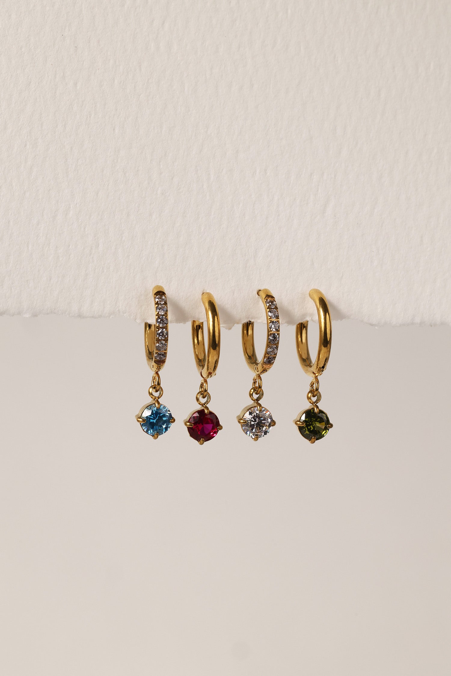 Giselle Birthstone Plain Earrings Gold- Stainless Steel